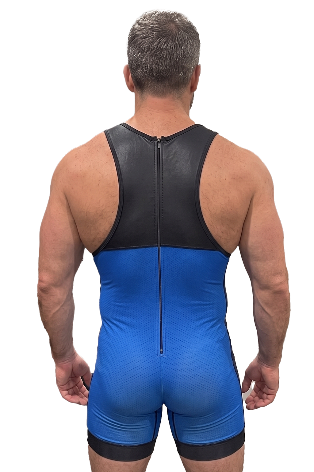 Joyglove Men’s Zip-Back Compression Singlet – Blue/Black Racerback