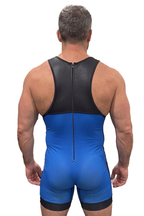 Joyglove Men’s Zip-Back Compression Singlet – Blue/Black Racerback