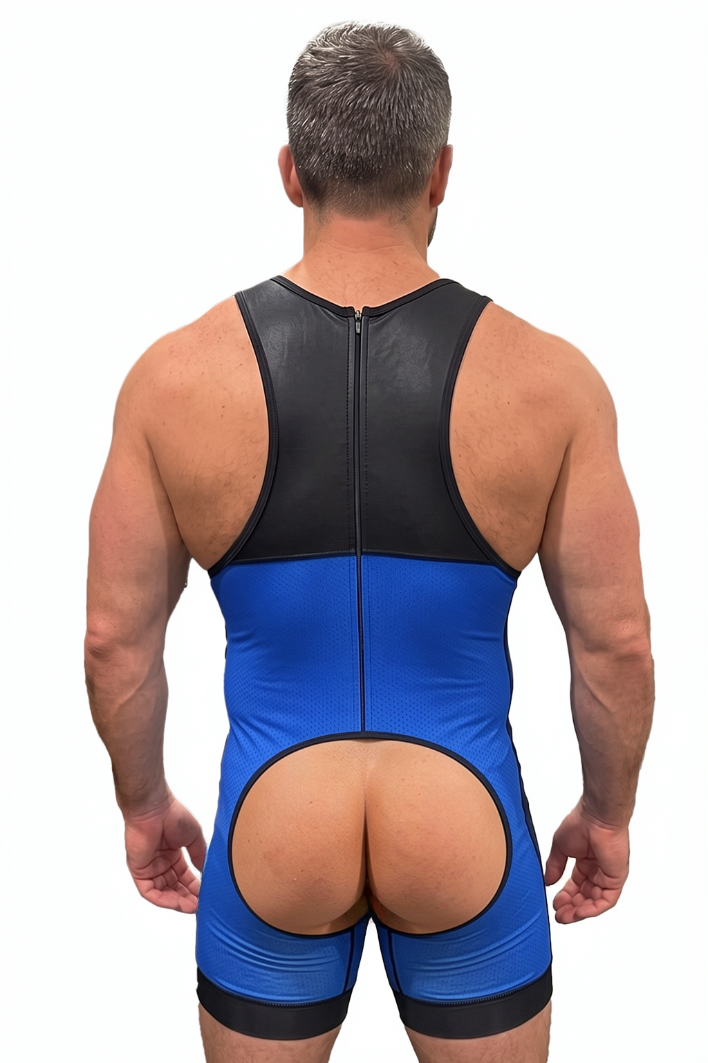 Joyglove Men’s Zip-Back Compression Singlet – Blue/Black Racerback
