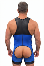 Joyglove Men’s Zip-Back Compression Singlet – Blue/Black Racerback