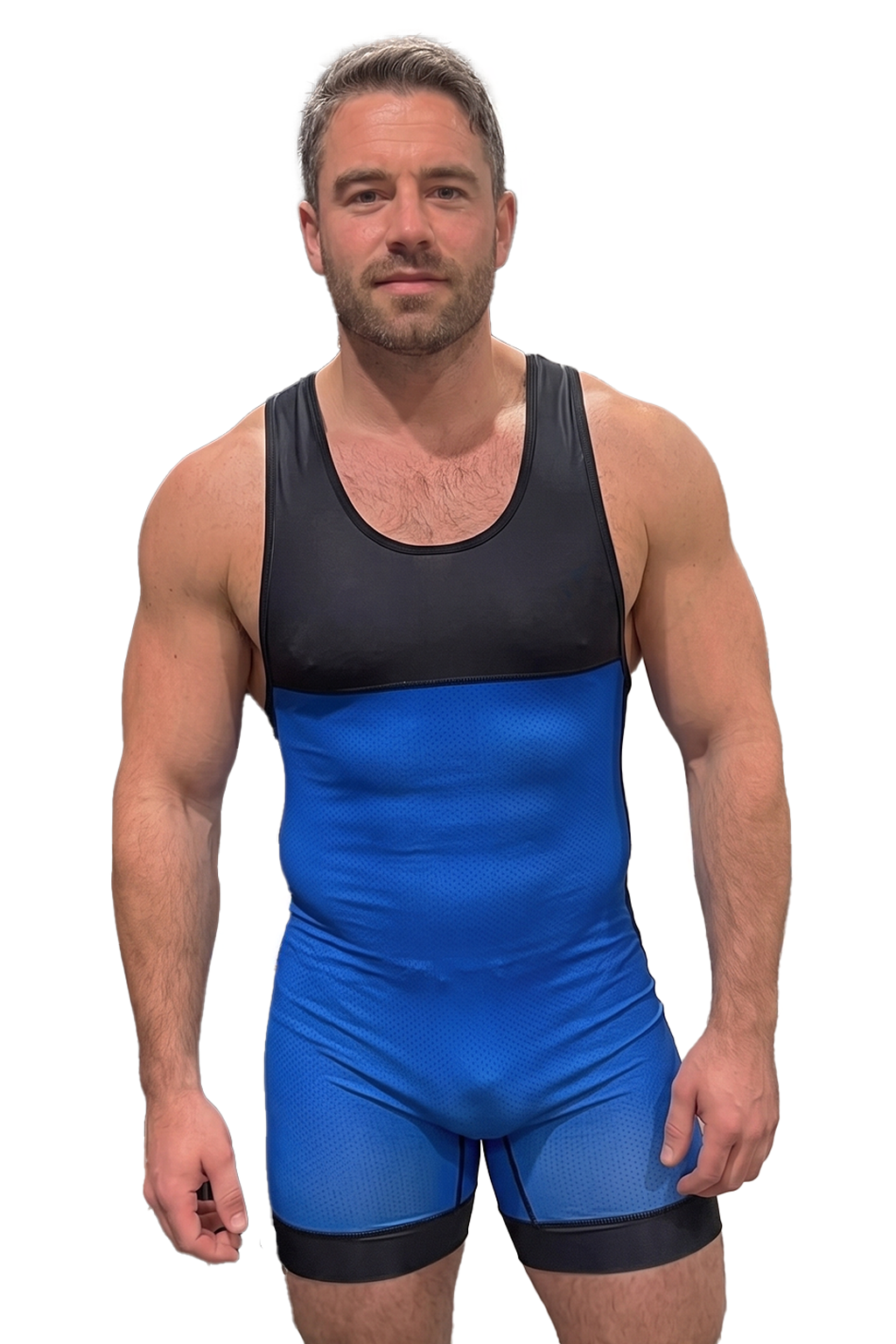 Joyglove Men’s Zip-Back Compression Singlet – Blue/Black Racerback