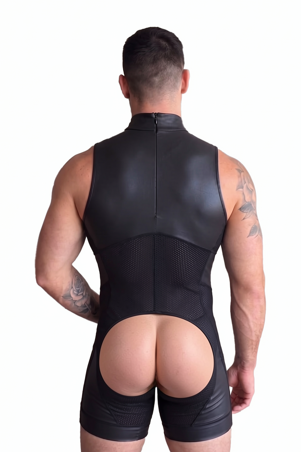 Joyglove Men’s Mock-Neck Compression Singlet – Sleek Black, Zip-Back