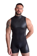 Joyglove Men’s Mock-Neck Compression Singlet – Sleek Black, Zip-Back