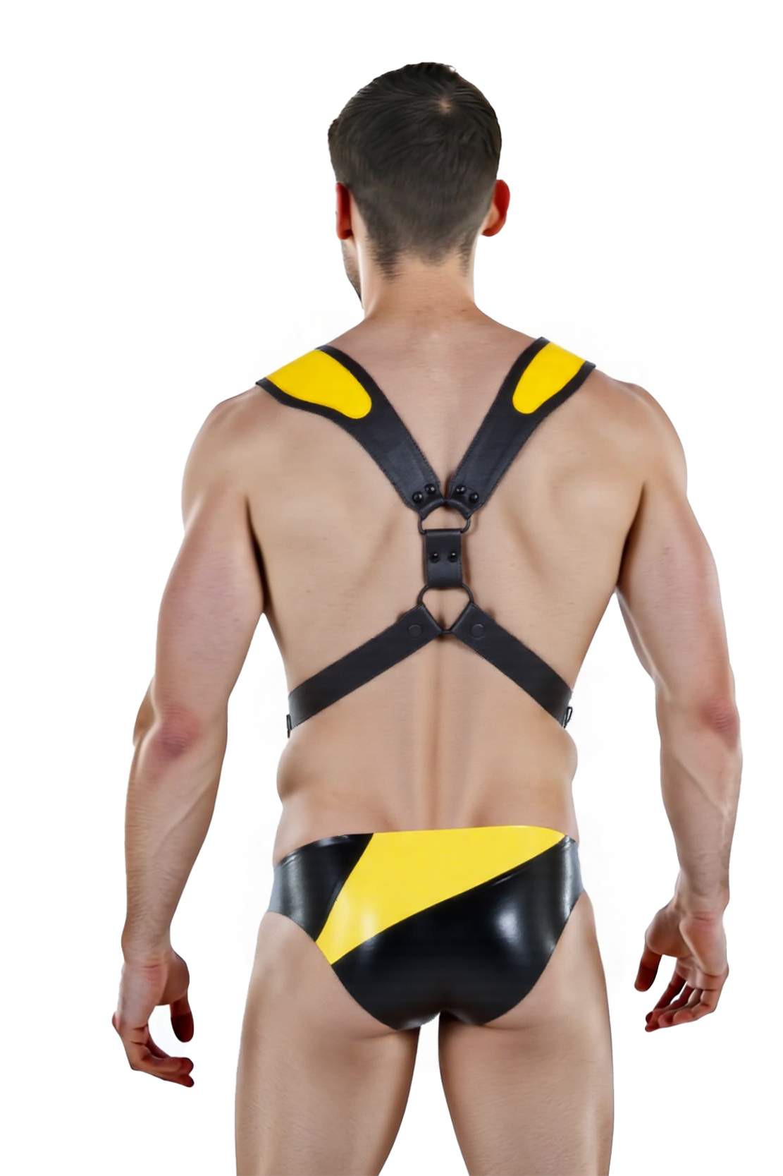 Joyglove Bold Two-Piece Set – Yellow Accented Harness and High-Cut Brief for Statement Styling