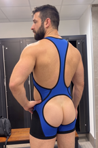 Joyglove Men’s Pink Mesh Singlet Bodysuit with Front Zipper