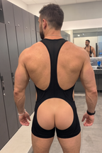 Joyglove Men’s Pink Mesh Singlet Bodysuit with Front Zipper