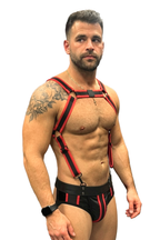 Joyglove Red-Trim Strappy Harness + Matching Jockstrap Set (Black/Red)