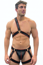 Joyglove PU Leather Asymmetrical Harness Set – One-Shoulder Chest Strap + T-Back Thong