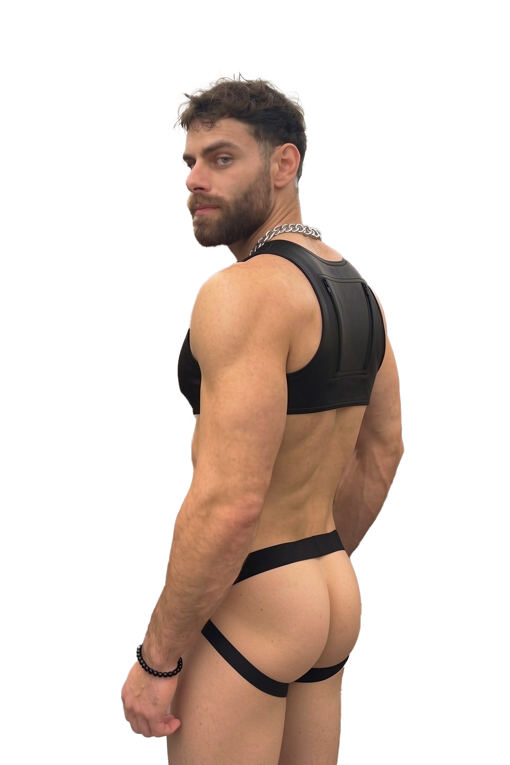 Joyglove PU Leather Harness & Jockstrap Set — Adjustable Buckles, Sleek Black