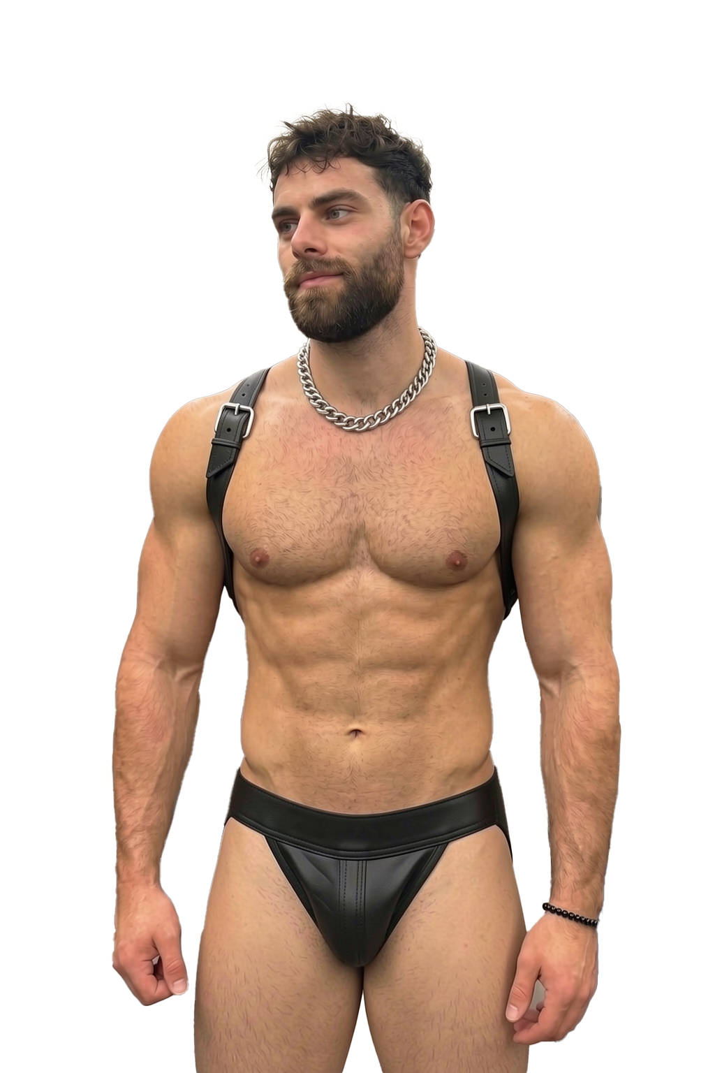 Joyglove PU Leather Harness & Jockstrap Set — Adjustable Buckles, Sleek Black