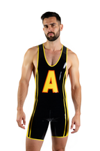 Joyglove Glossy Blue PU Singlet – Racerback Design with Bold 'P' Logo
