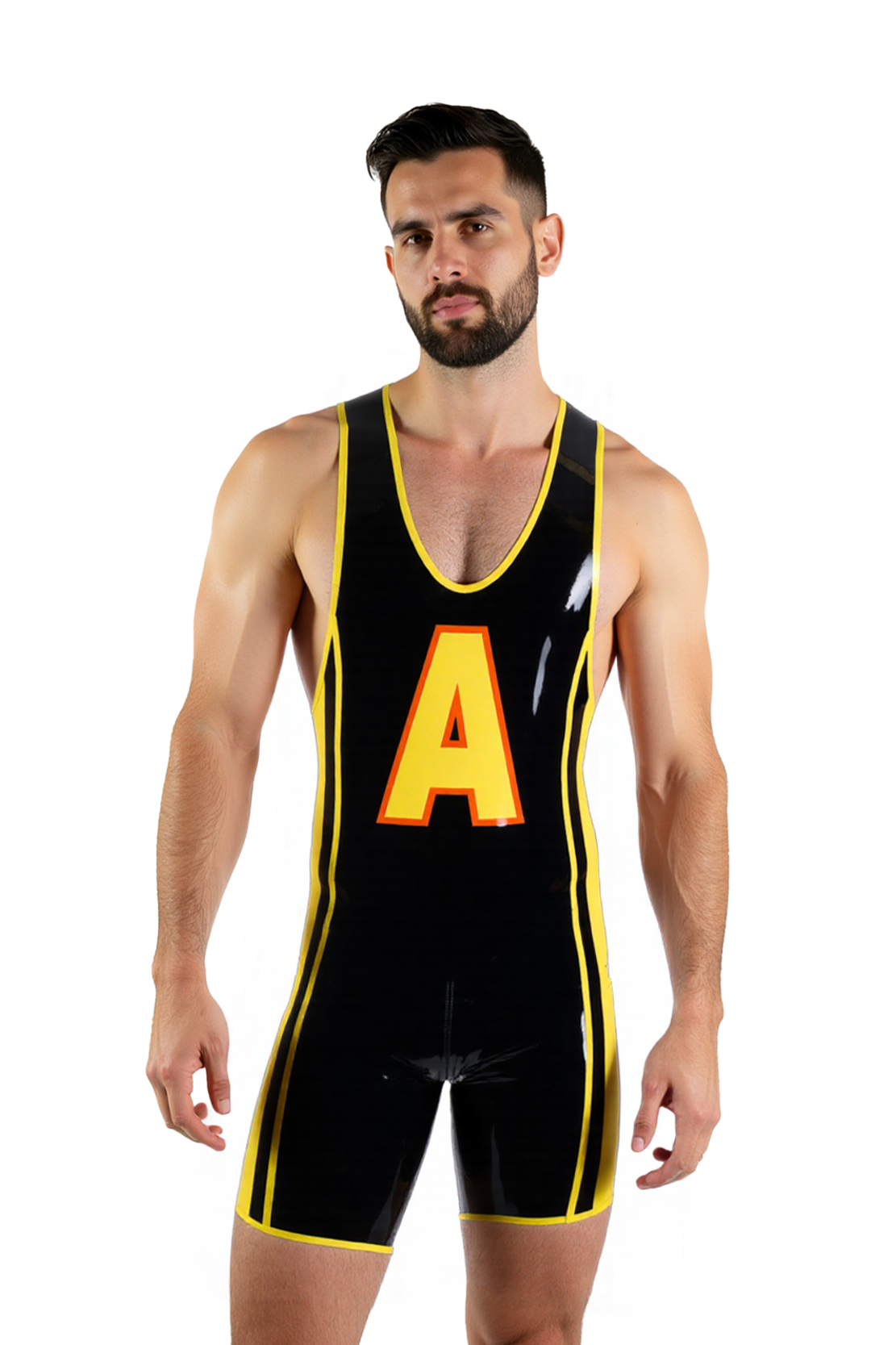 Joyglove Glossy Blue PU Singlet – Racerback Design with Bold 'P' Logo