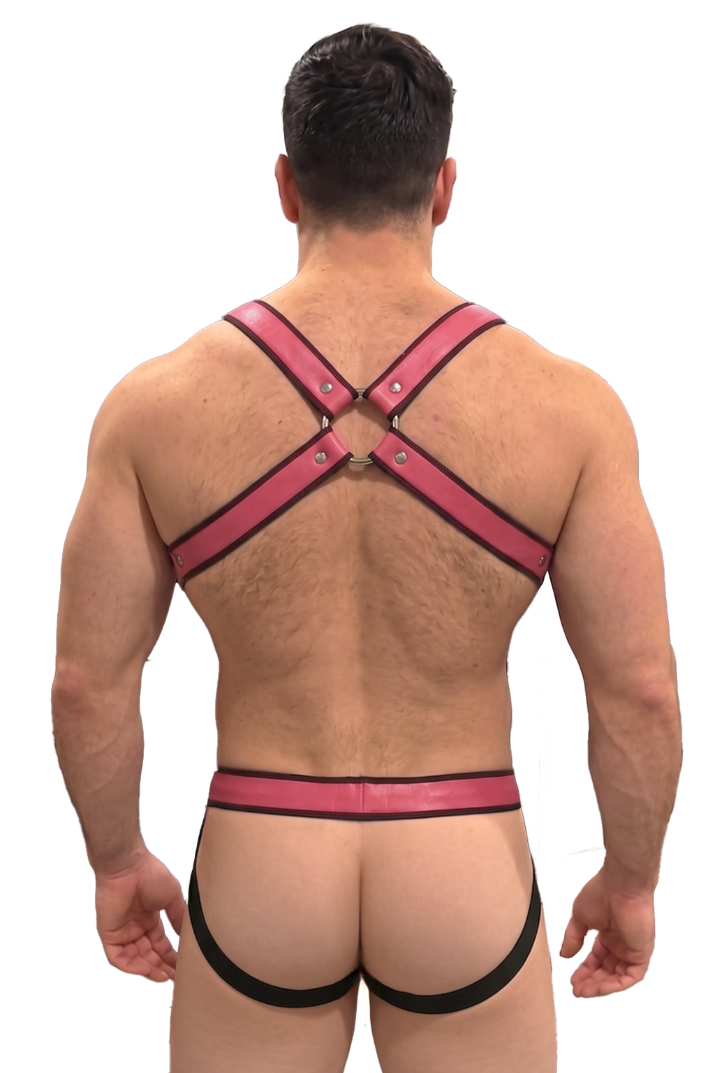 Joyglove Navy PU Leather Chest Harness & Jockstrap Set with X-Back Detail