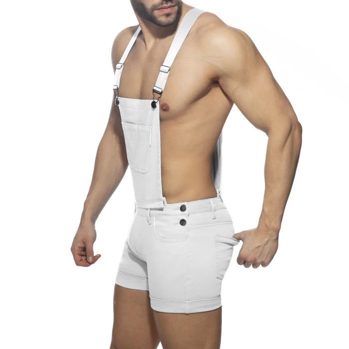 Joyglove Sporty Sky Blue Overall Shorts with Adjustable Suspenders & Slim Fit