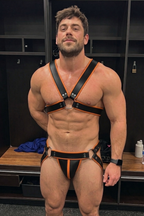 Joyglvoe Men's PU Leather Body Harness Set - Cyberpunk Rave Chest Straps with Matching Multi-Strap Studded Briefs 2-Piece Festival Outfits