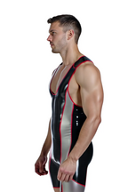 Joyglove Men's Glossy PU Leather Wrestling Singlet