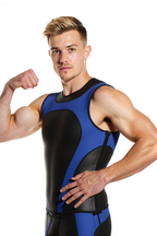 Joyglove Men’s Two-Piece Set – Red and Black Sleeveless Tank Top with Matching Shorts