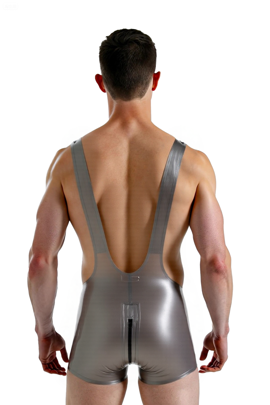Joyglove Sexy Men’s PU Leather One-Piece – Deep Cut Strap Bodysuit with Zipper Detail