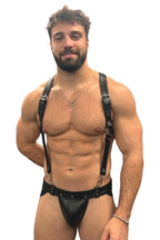 Joyglove PU Leather Harness Jockstrap Set, Chain Back Detail & Ring Hardware