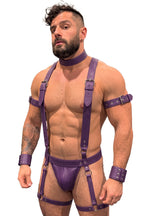 Joy-lgbt Men’s Purple Faux Leather Full-Body Harness Set