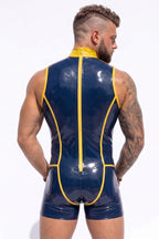 Joy-lgbt Blue Yellow Glossy High-Neck Bodysuit