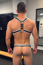 Joy-lgbt Black White Contrast Harness Thong Set