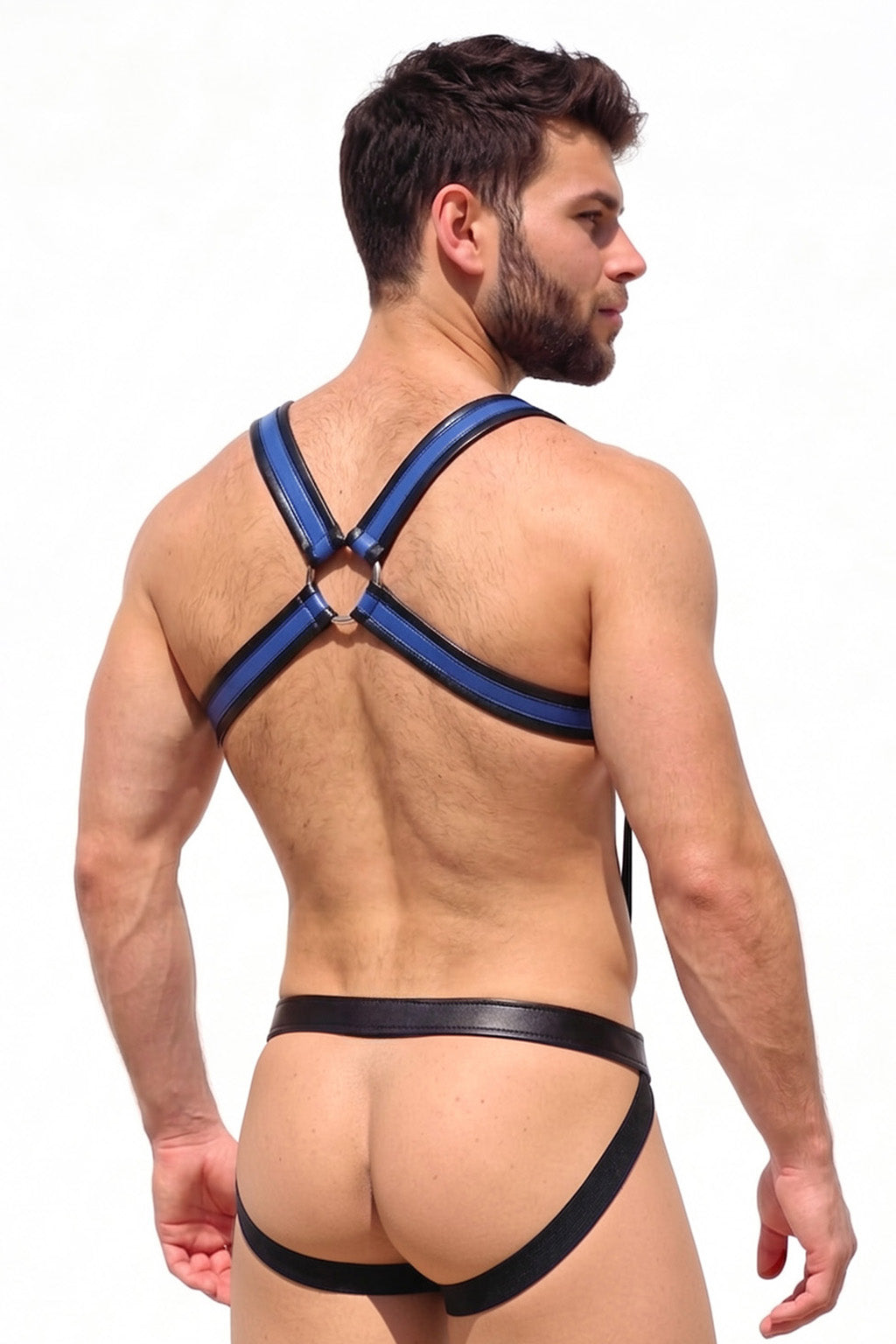 Joy-lgbt Men’s Black Blue Suspender Harness Lingerie Set