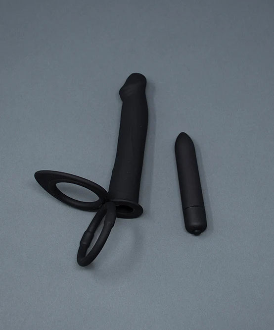 Joyglove DP Vibrator & Cock Ring w/ 10-Speed Vibrating Bullet