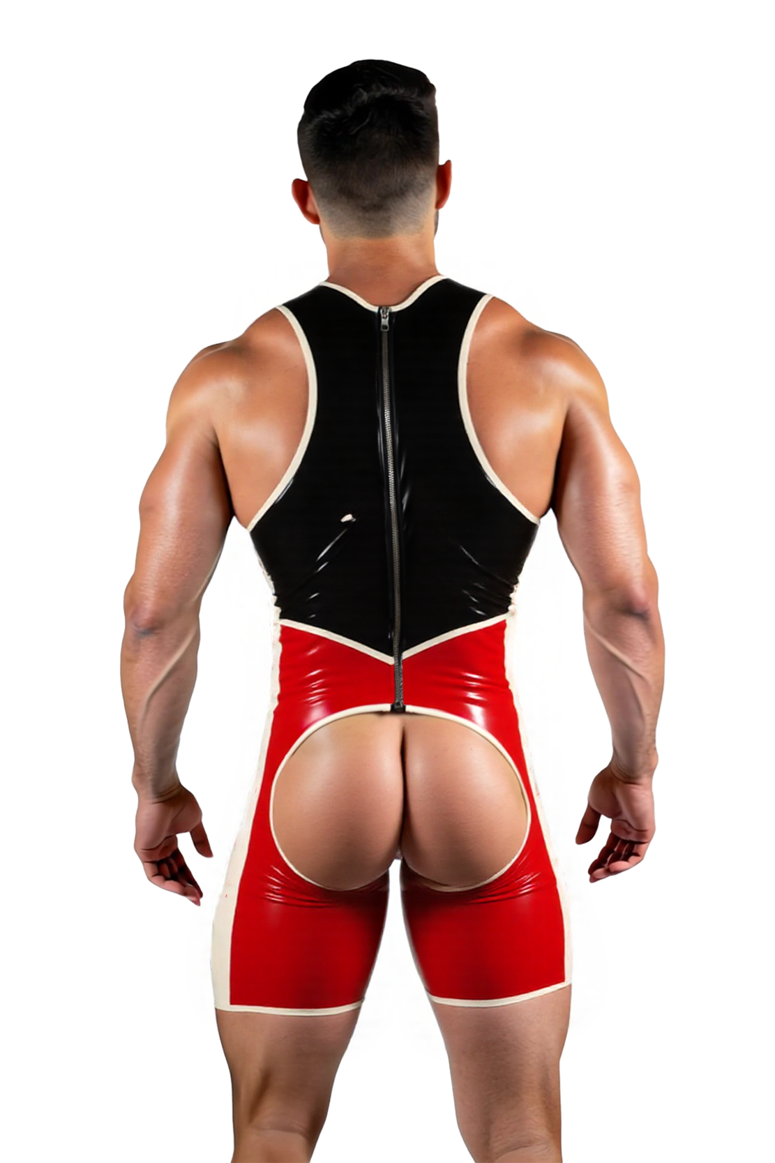 Joyglove Sexy PU Leather Singlet for Men – Contrast Red & Black