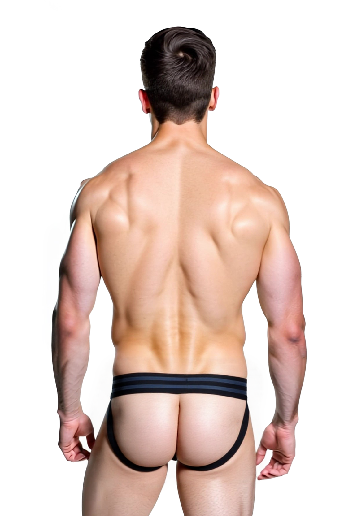 Joyglove Sexy Men’s Black PU Leather Jock Brief with Supportive Pouch
