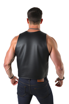 Joyglove Men’s PU Leather Harness Vest – Open Front Biker Style with Buckle Straps