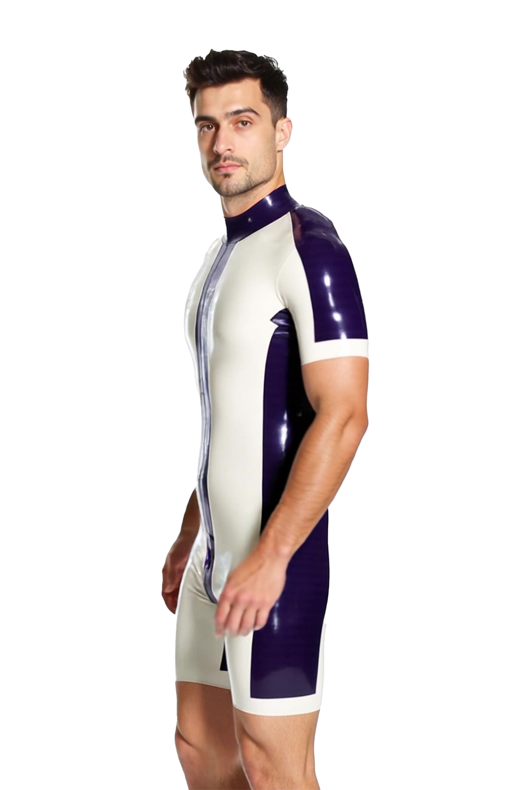 Joyglove Bold Color Block PU Leather Bodysuit