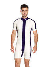 Joyglove Bold Color Block PU Leather Bodysuit