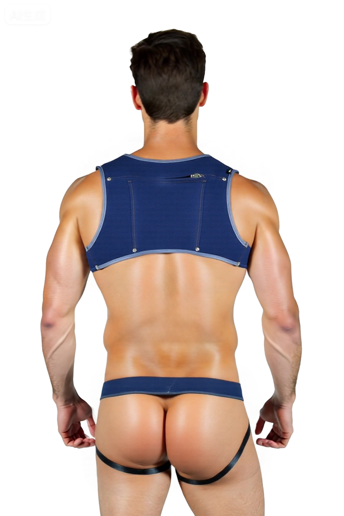 Joyglove Men’s Blue Harness Set with Jockstrap – Fetish Clubwear Outfit