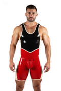 Joyglove Sexy PU Leather Singlet for Men – Contrast Red & Black