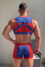 Joylgbt  Red/Blue Color-Block Mesh Zipper Set