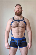 Joy-lgbt Men’s Blue Black Harness Mesh Shorts Set