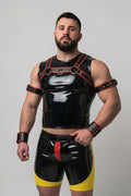 Joy-lgbt Black Yellow Glossy Sleeveless Sets