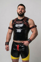 Joy-lgbt Black Yellow Glossy Sleeveless Sets