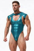 Joy-lgbt Teal Glossy Cut-Out High-Cut Bodysuit