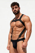 Joy-lgbt Black Minimal Elastic Strap High-Waist Thong Set