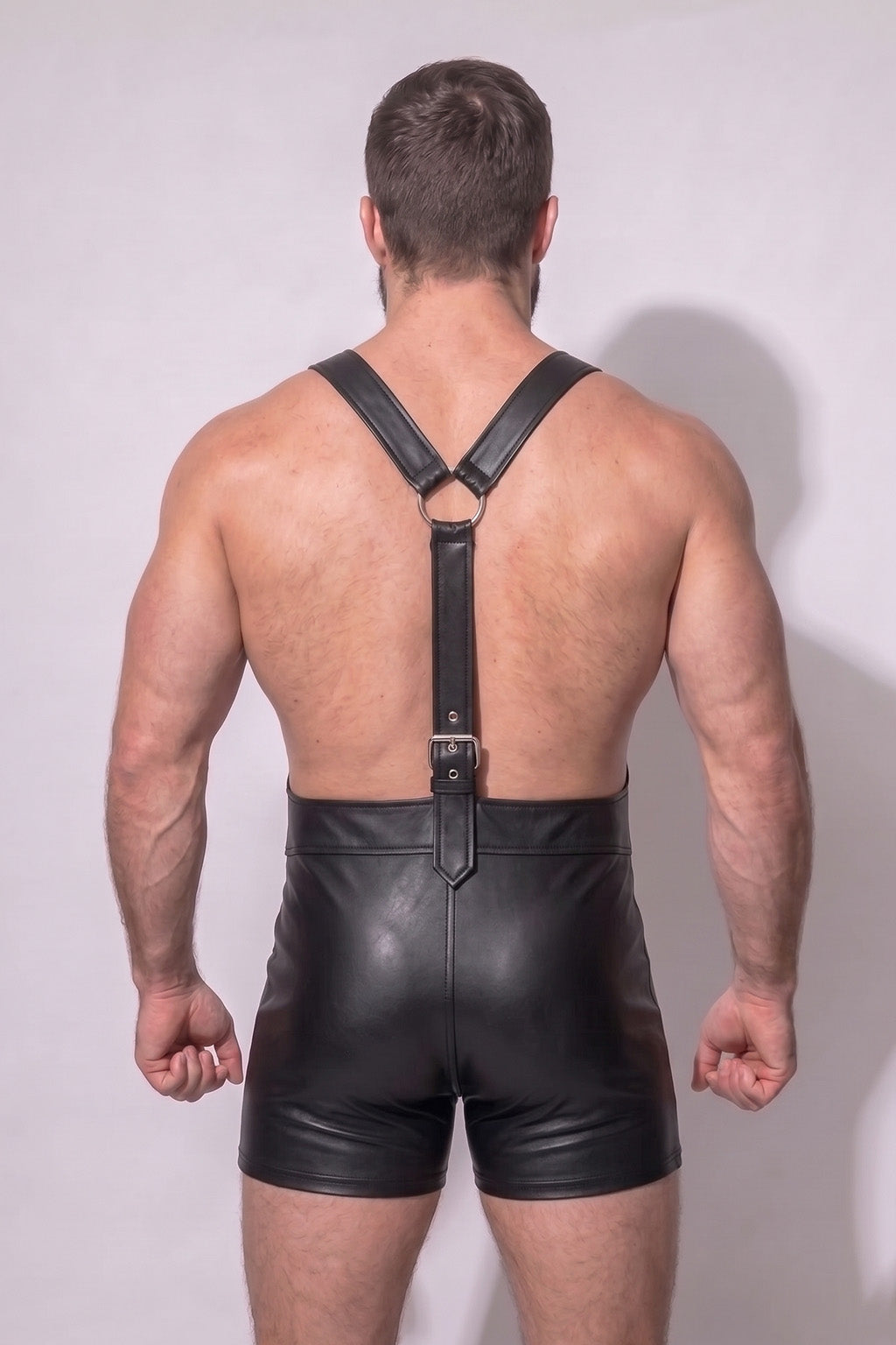 Joy-lgbt Black Glossy Bib Shorts Romper