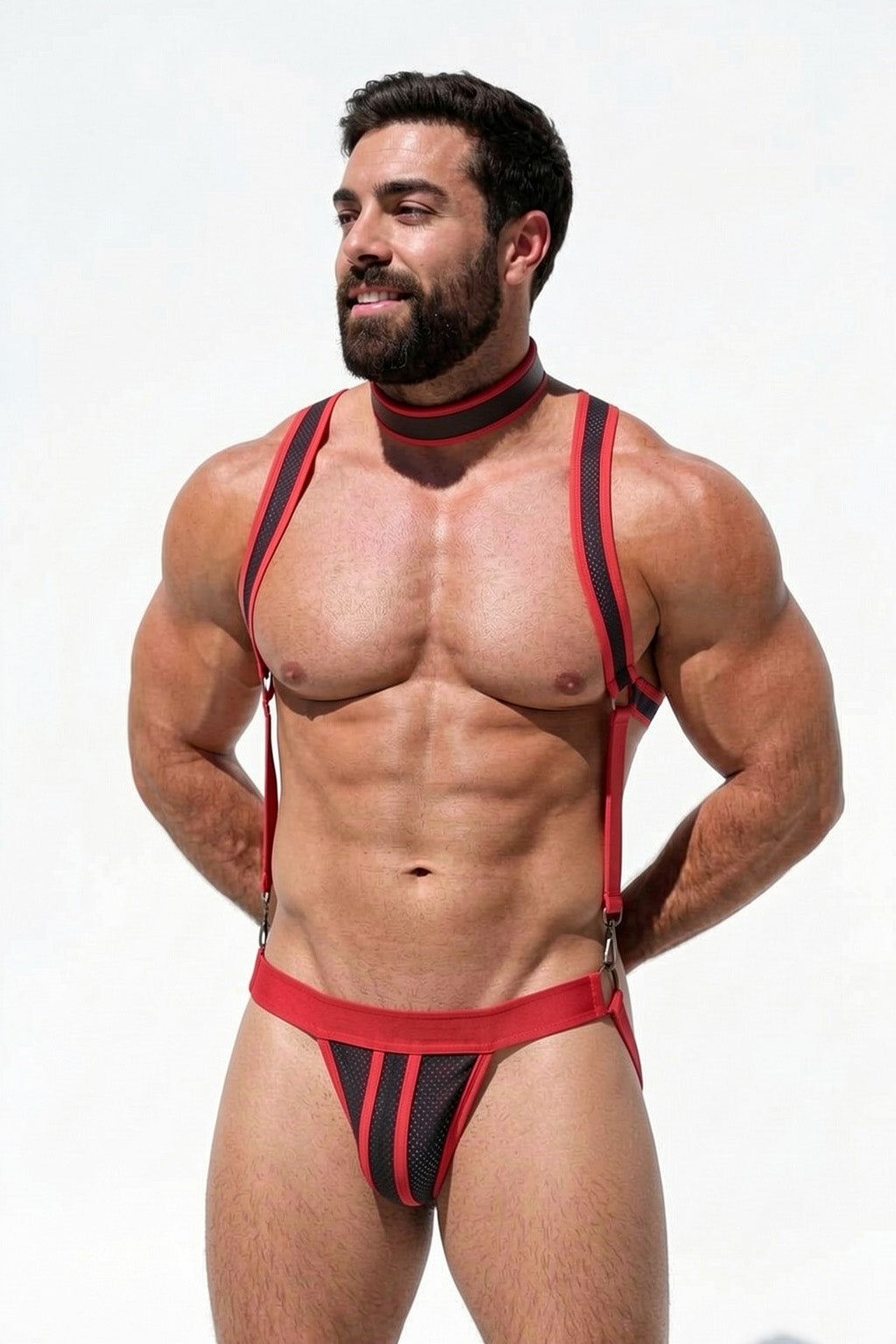 Joy-lgbt Red Black Strappy Harness Set