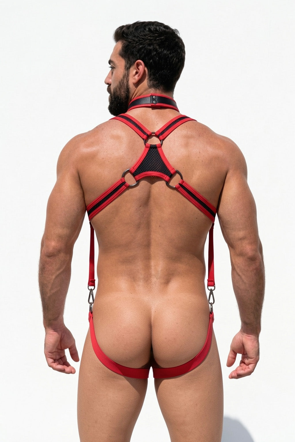 Joy-lgbt Red Black Strappy Harness Set