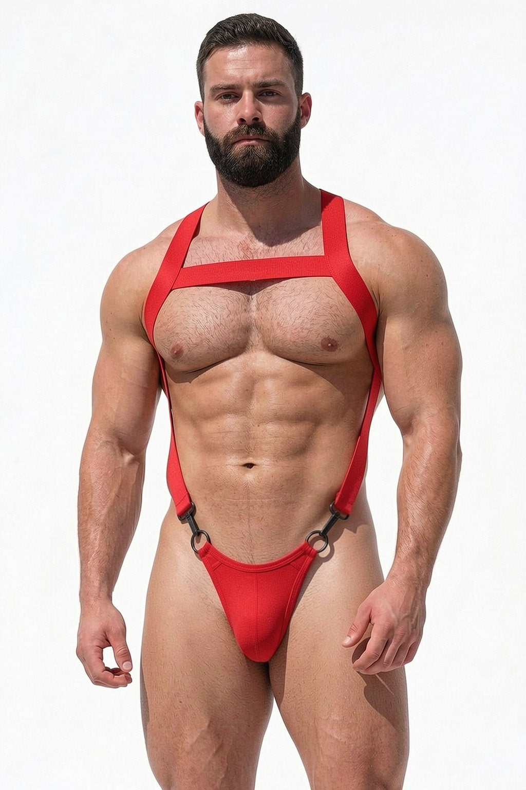 Joy-lgbt Red Elastic Webbing Harness Set