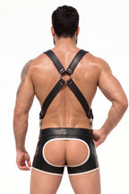 Joy-lgbt Men’s Black Beige Harness Shorts Set