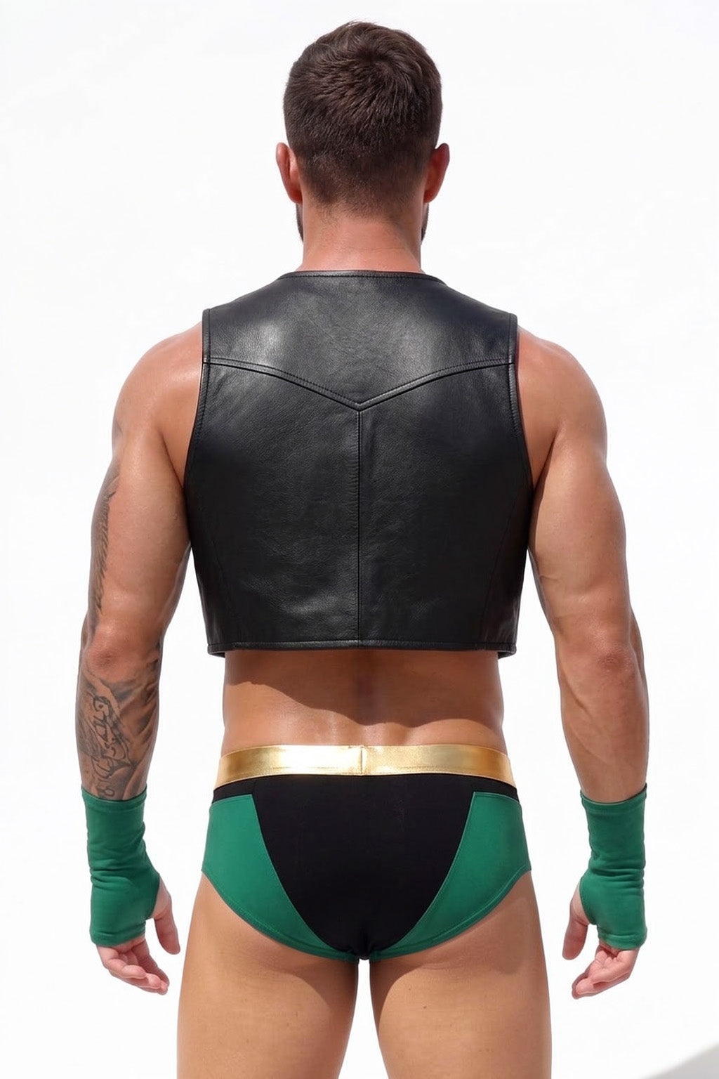 Joy-lgbt Men’s Black Cropped Vest & Color-Block Brief Set