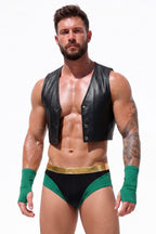 Joy-lgbt Men’s Black Cropped Vest & Color-Block Brief Set