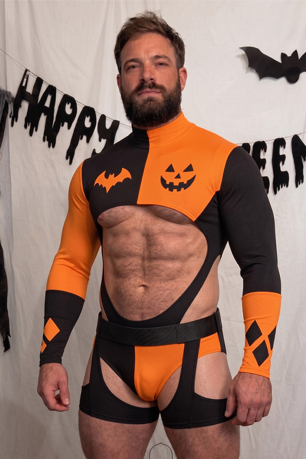 Joy-lgbt Men’s Red Black Halloween Cutout Long-Sleeve Set