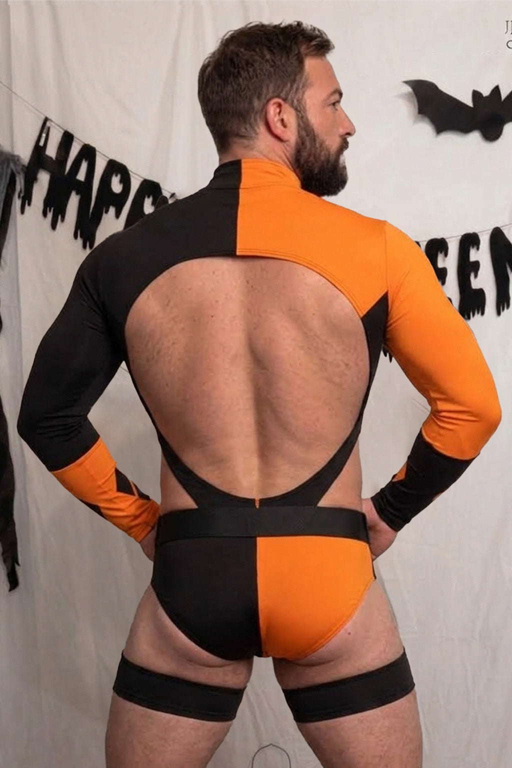 Joy-lgbt Men’s Red Black Halloween Cutout Long-Sleeve Set
